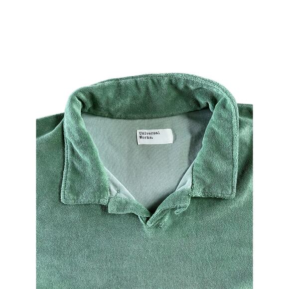 Universal Works Men’s Vacation Polo Lightweight Terry Green Size XL - Picture 3 of 5